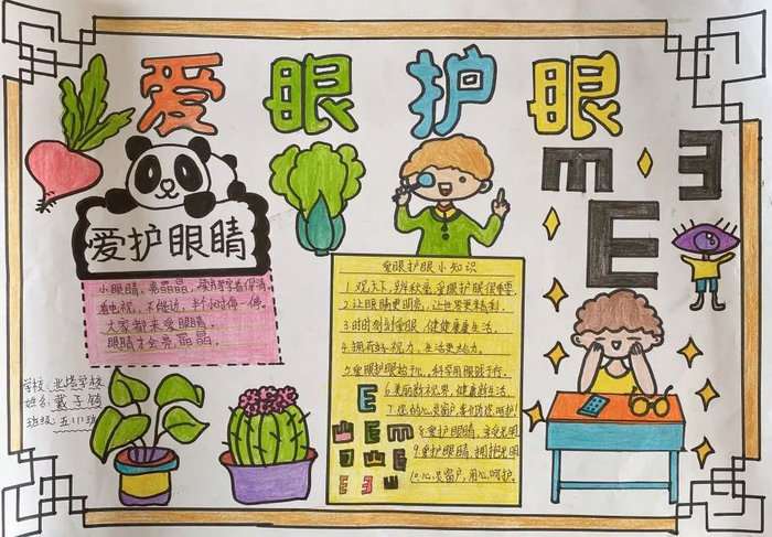 呵护眼睛预防近视手抄报简单