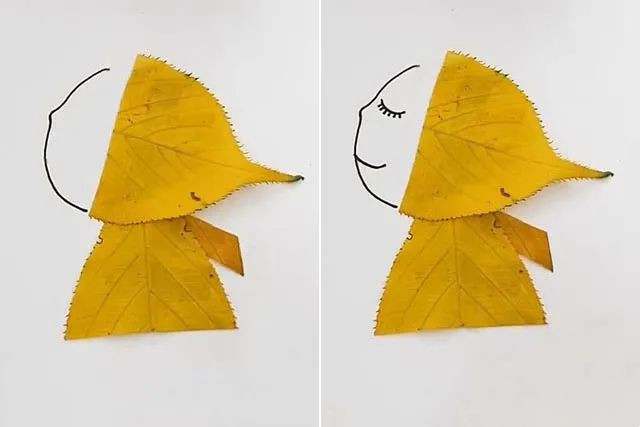 树叶手工制作一幅美丽的画：一叶知秋树叶贴画
