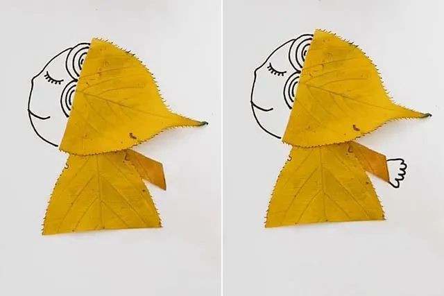 树叶手工制作一幅美丽的画：一叶知秋树叶贴画
