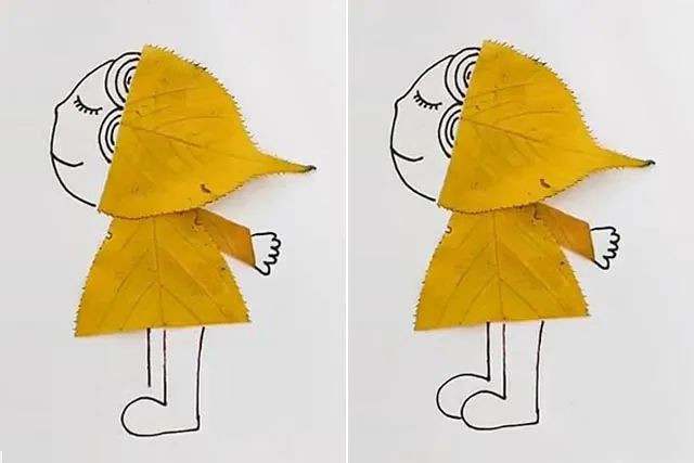 树叶手工制作一幅美丽的画：一叶知秋树叶贴画