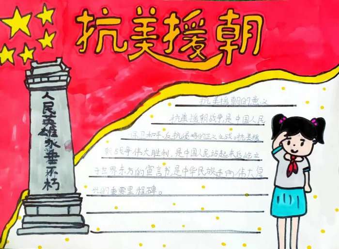 纪念中国人民解放军抗美援朝手抄报图片及内容