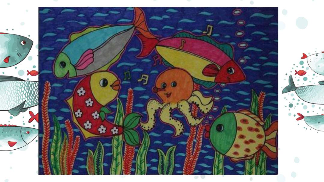 幼儿园大班美术教案：水里的鱼