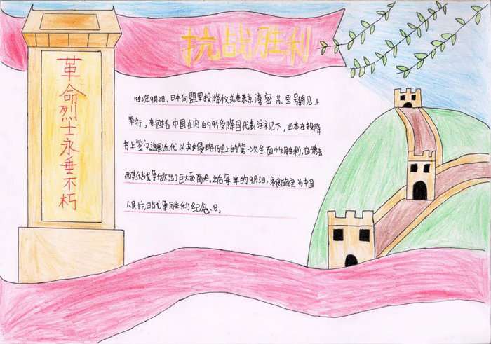 中国人民抗战胜利纪念日手抄报