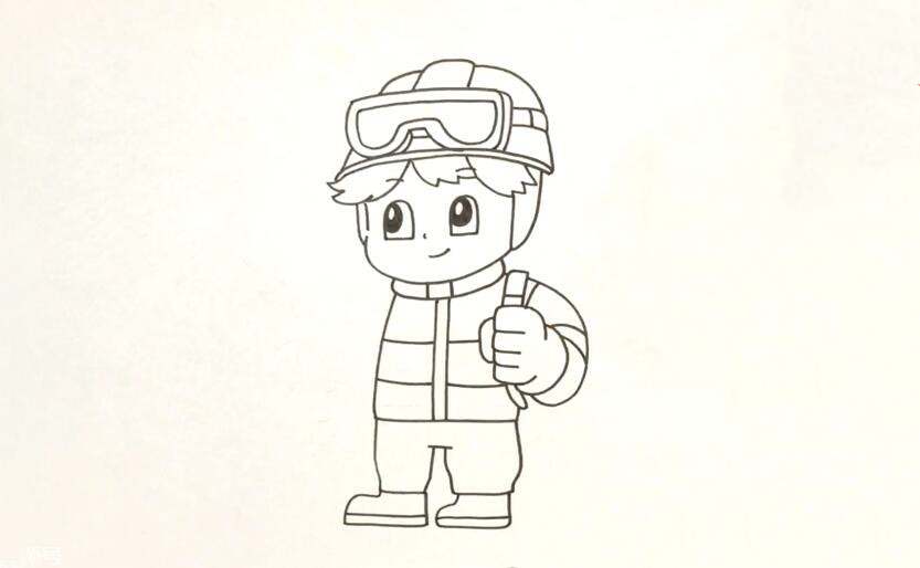 Q版卡通消防员简笔画教程图片