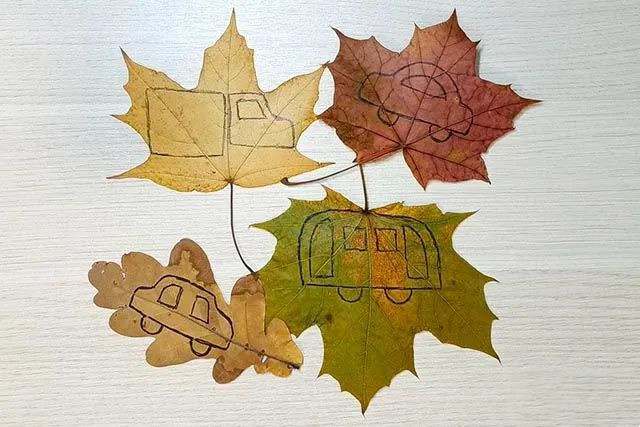 亲子树叶手工粘贴画教程：树叶贴画马路手工