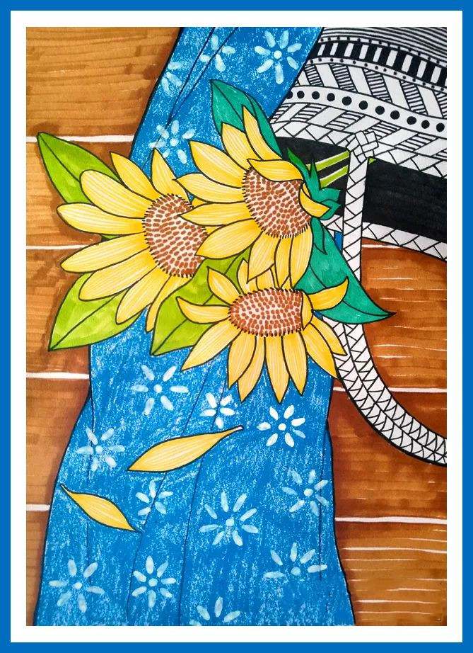 少儿美术课程《花与篮》