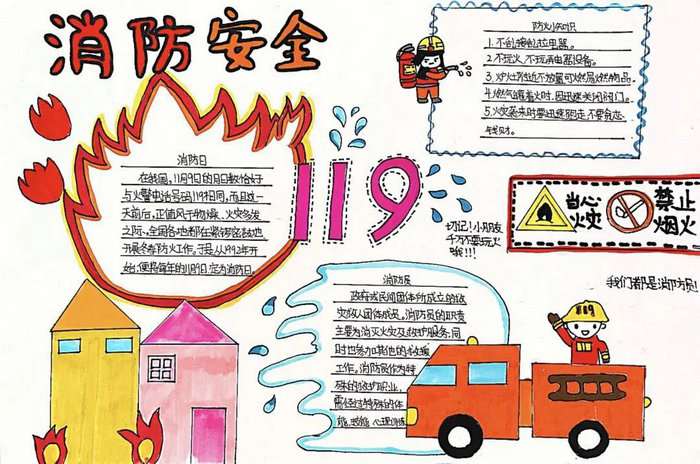 119消防安全手抄报图片及内容