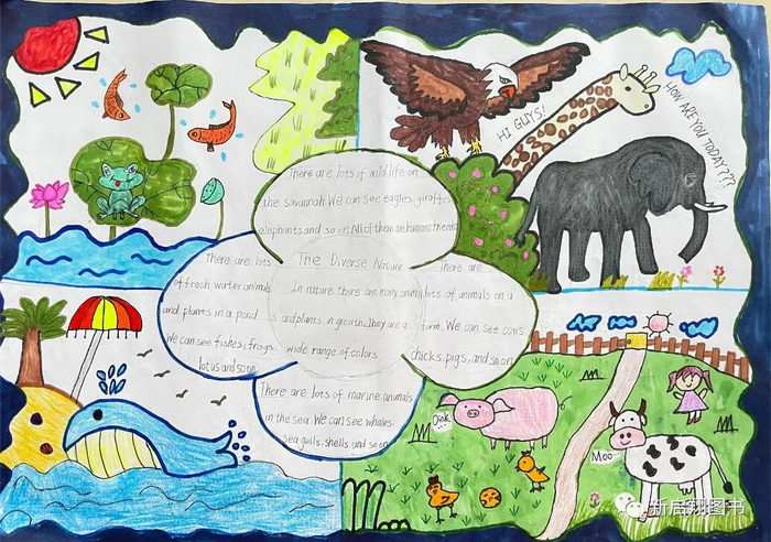 我爱大自然英语手抄报四年级简单