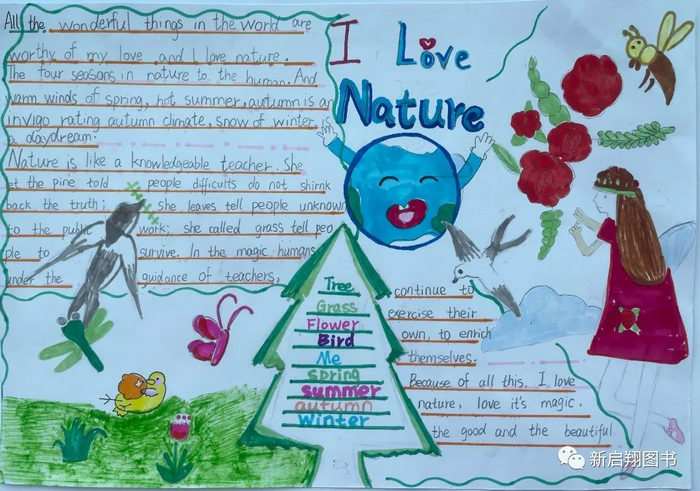 我爱大自然英语手抄报四年级简单