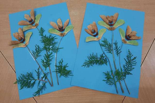 枫树种子粘贴画制作花束(步骤图解)