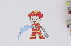 消防员简笔画图片步骤