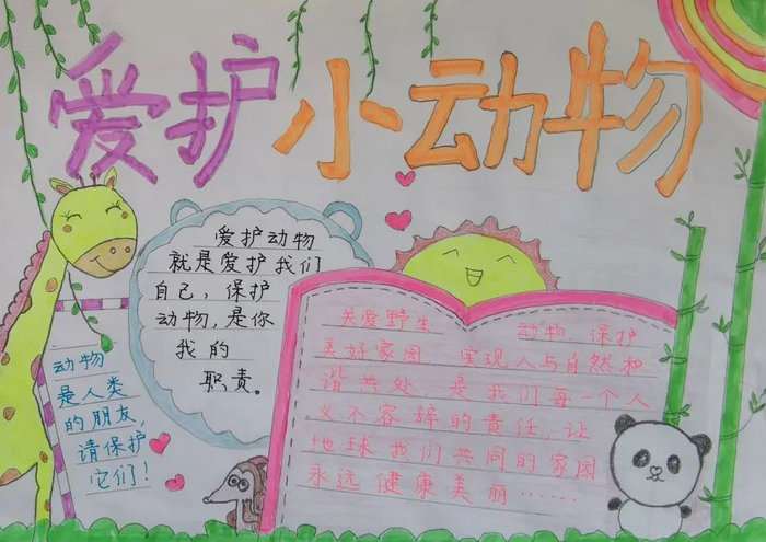 保护动物手抄报简单又漂亮三年级