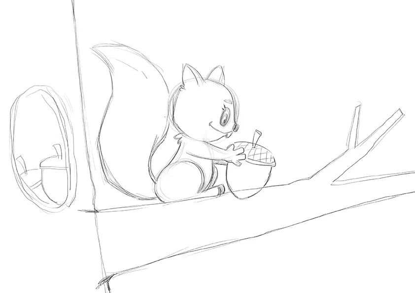 冬季题材少儿美术课程《初冬的小松鼠》