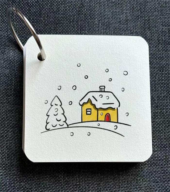 雪天里的小房子简笔画教程