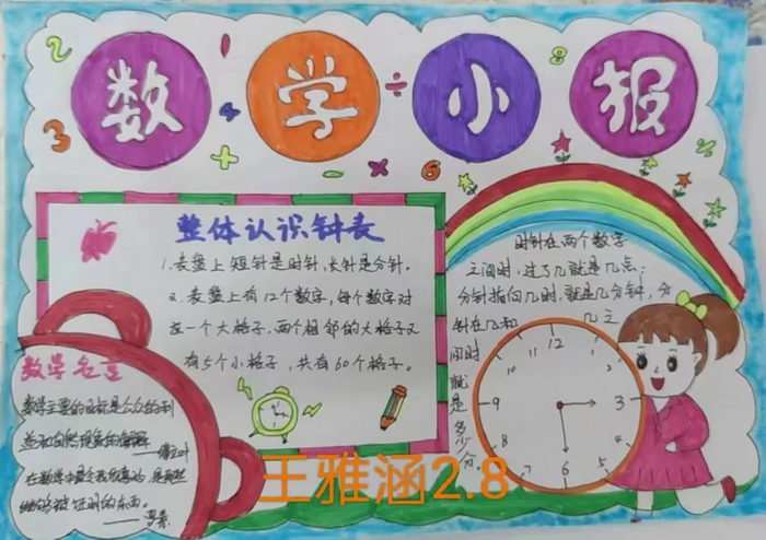 二年级数学手抄报图片