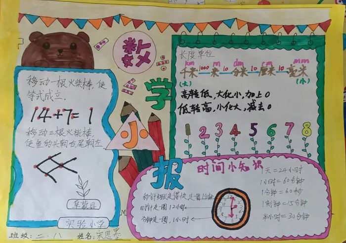 二年级数学手抄报图片