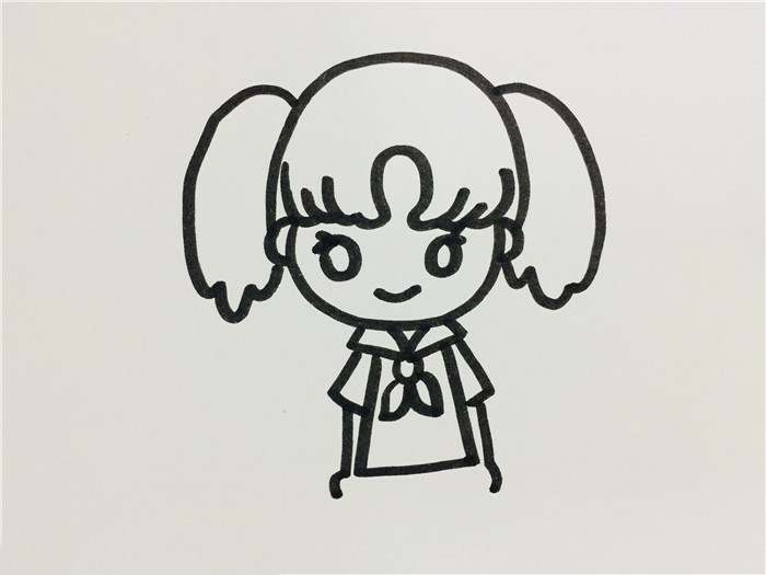 双马尾辫小女孩简笔画步骤图片
