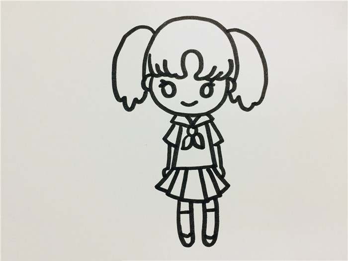 双马尾辫小女孩简笔画步骤图片