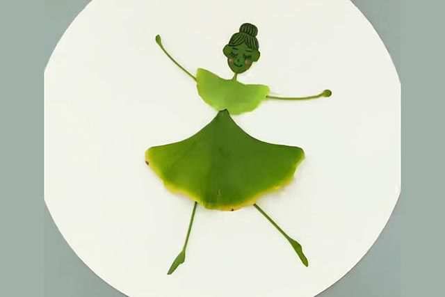 树叶手工粘贴画教程：银杏叶粘贴画跳舞的女孩