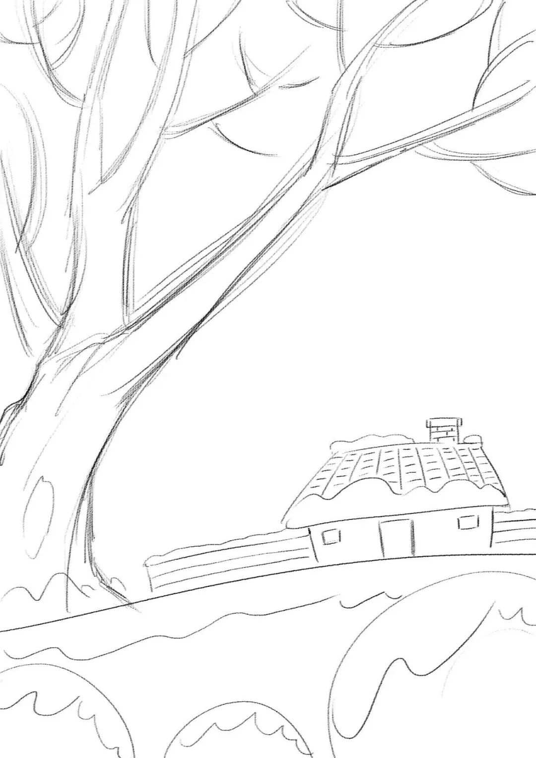 冬天题材少儿美术课程《冬日小景》