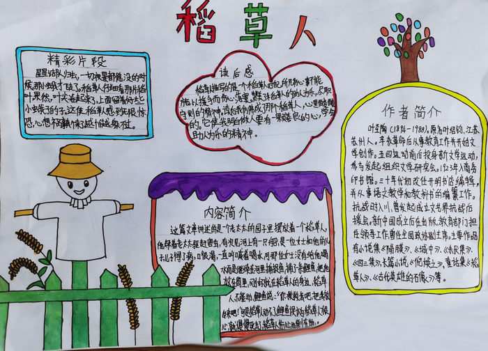 稻草人手抄报图片及内容三年级简单