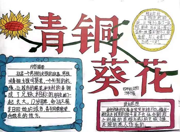 青铜葵花手抄报图片及内容五年级