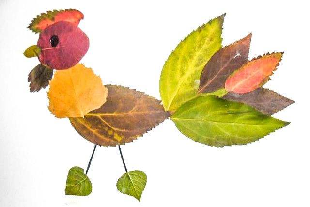 秋天树叶手工粘贴画大公鸡