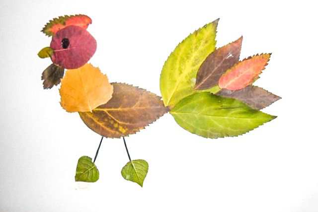 秋天树叶手工粘贴画大公鸡