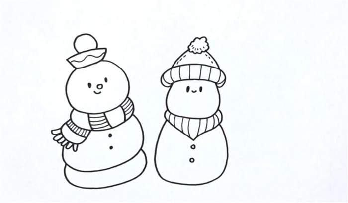 3个雪人简笔画图片教程