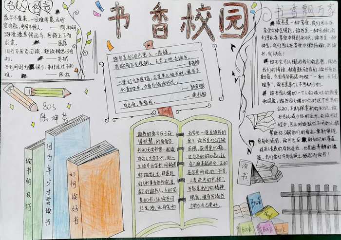 书香校园手抄报简单又漂亮