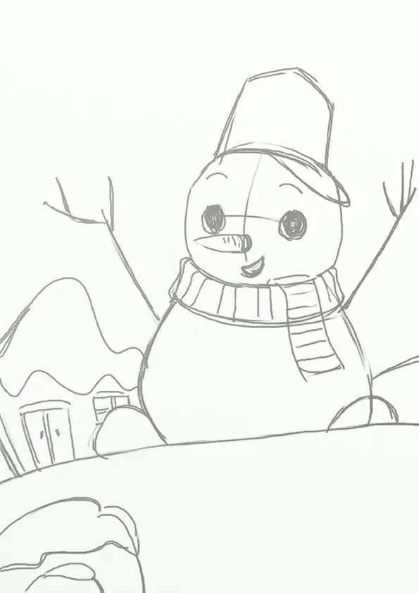 冬天少儿美术课程《夜空下的小雪人》