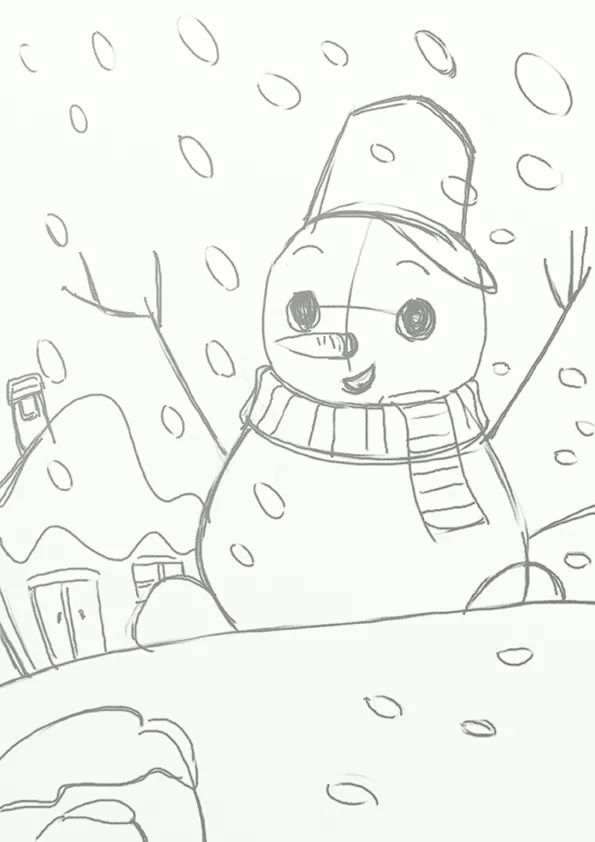 冬天少儿美术课程《夜空下的小雪人》