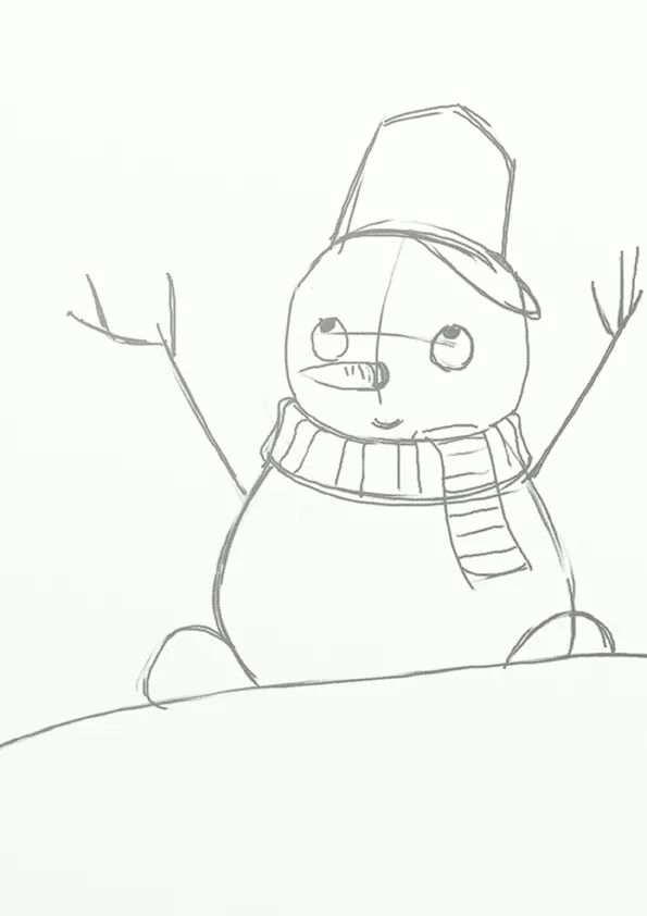 冬天少儿美术课程《夜空下的小雪人》