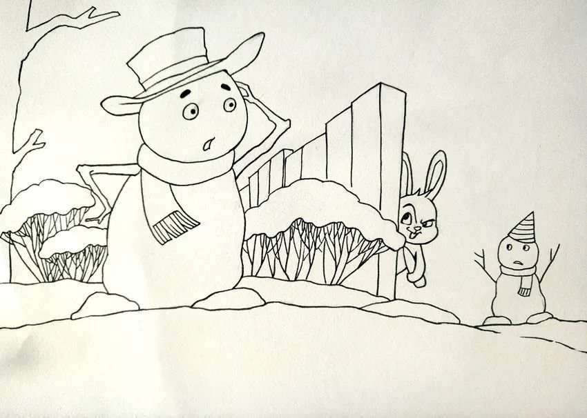 冬季题材少儿美术课程《谁动了雪人的鼻子》