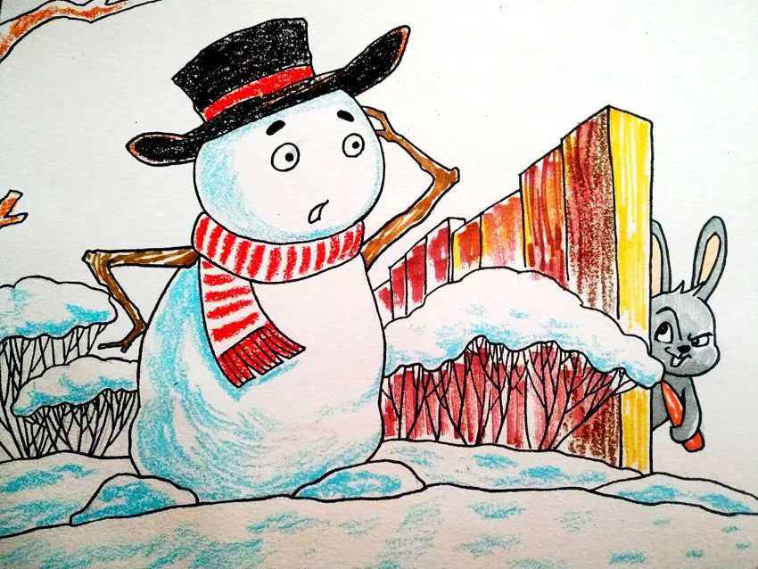 冬季题材少儿美术课程《谁动了雪人的鼻子》