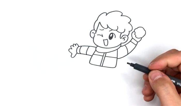 打雪仗简笔画图片教程