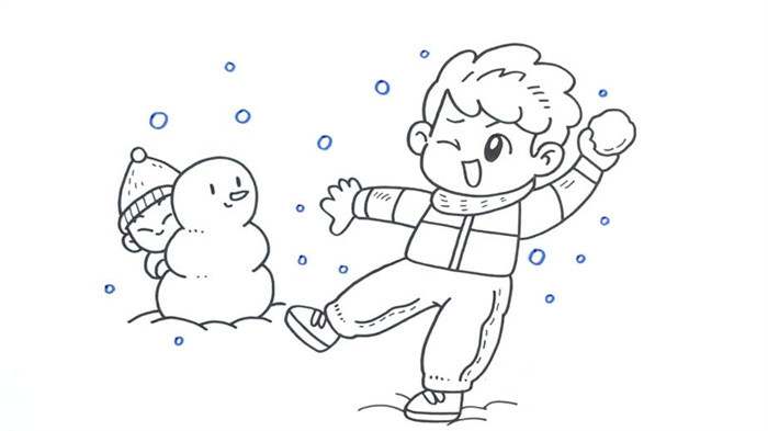 打雪仗简笔画图片教程