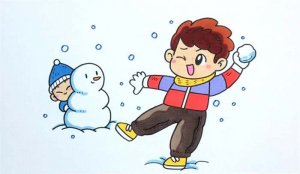 打雪仗简笔画图片教程