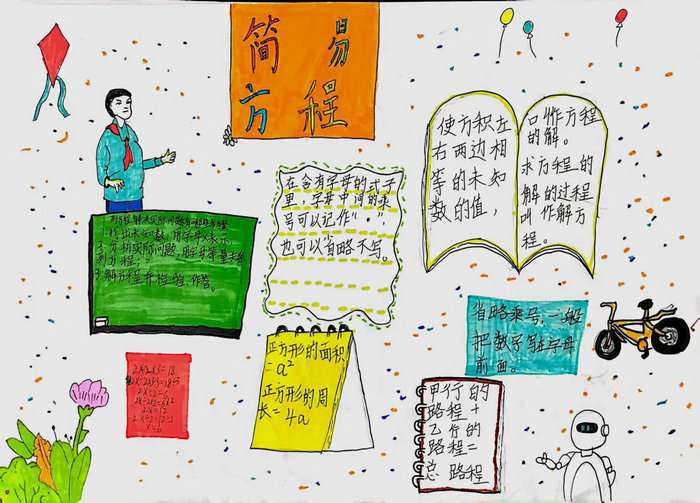 五年级数学简易方程手抄报图片及内容