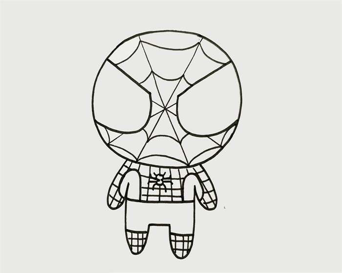 Q版卡通蜘蛛侠简笔画图片教程