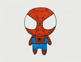 Q版卡通蜘蛛侠简笔画图片教程