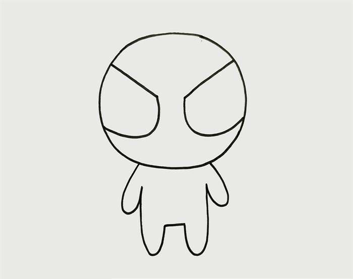 Q版卡通蜘蛛侠简笔画图片教程