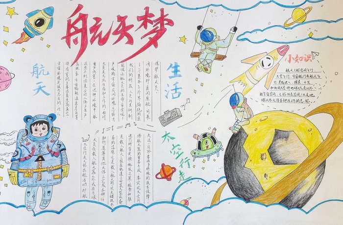 遨游太空追梦而行手抄报