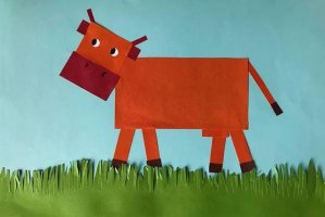 创意几何图形拼贴画：用矩形拼成一头牛(步骤图