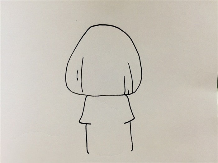 小女孩和猫背影简笔画教程图片