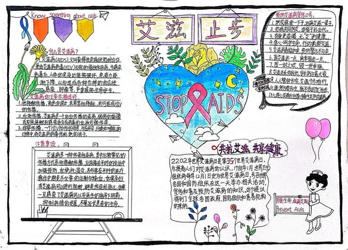 防艾宣传手抄报图片简单又漂亮