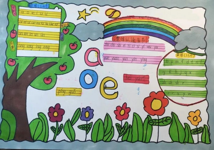 一年级拼音小报模板手抄报