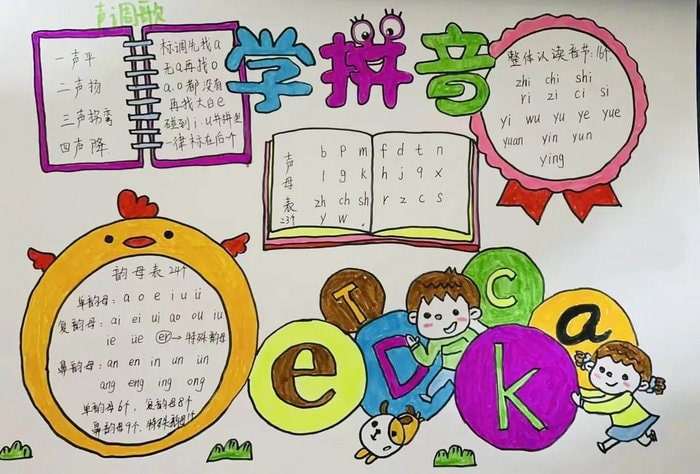 一年级拼音小报模板手抄报