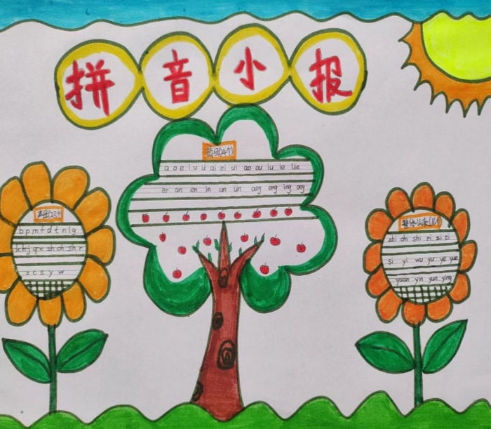 一年级拼音小报模板手抄报