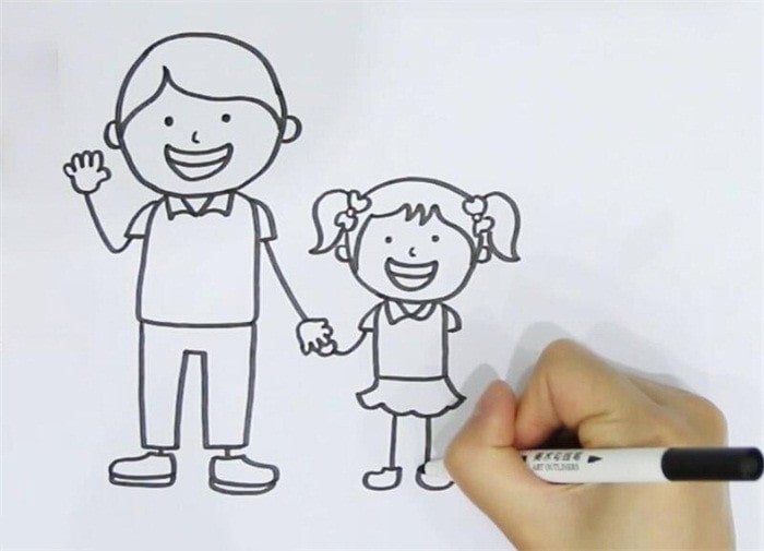 一家三口全家福简笔画教程图片